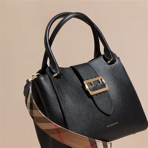 the medium buckle tote in grainy leather burberry|burberry haymarket tote medium.